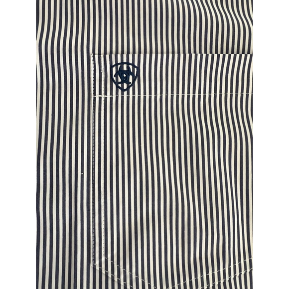 Men's Ariat Shirt, Blue & White Striped, Size XL - Picture 6 of 11